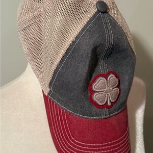 Vintage Black Clover Red and Gray Clover patch Baseball Hat